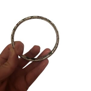 Vintage Chinese Cloisonne Bangle bracelet white with Flowers